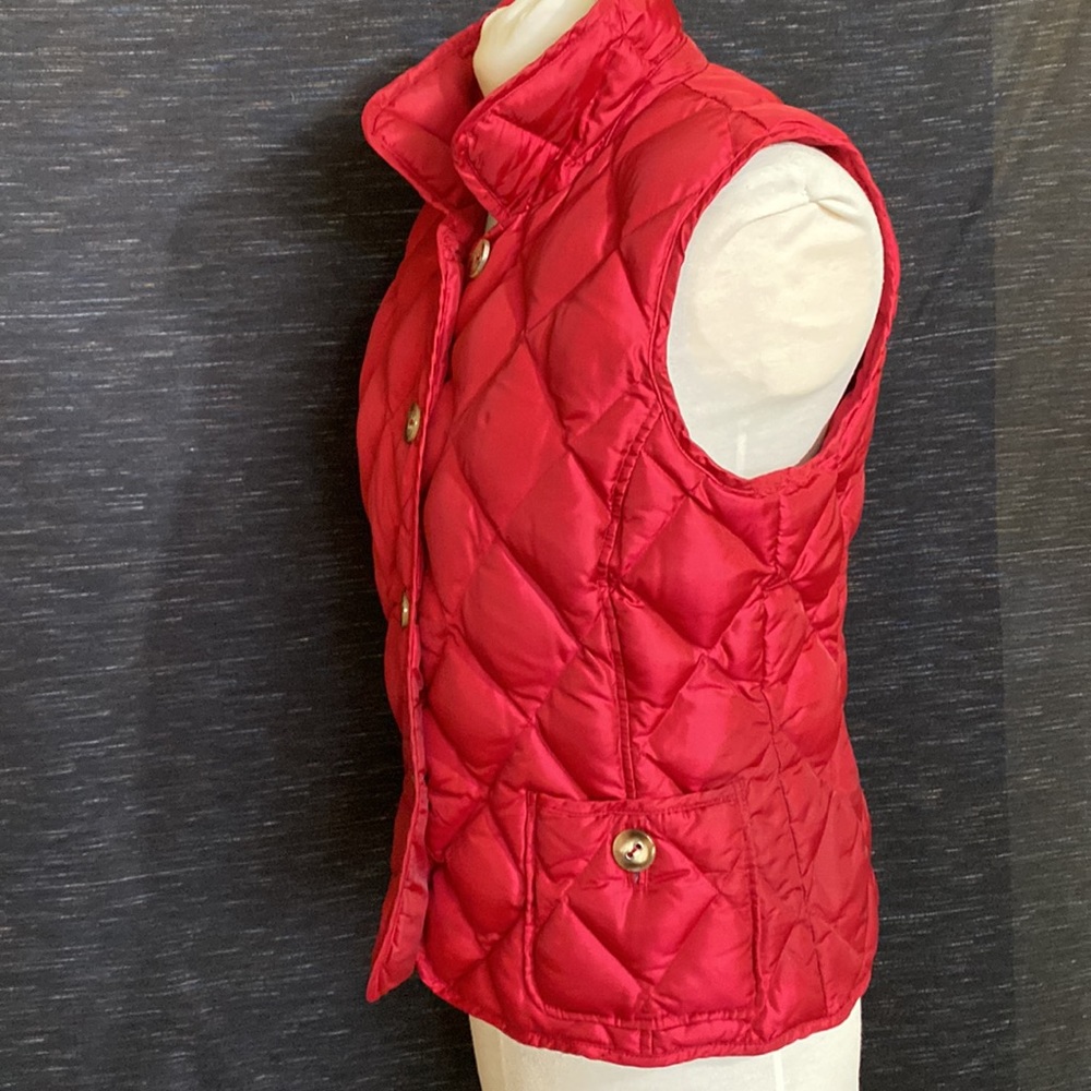 Talbots Button Down Quilted Vest Red Euc,Patch Po… - image 5